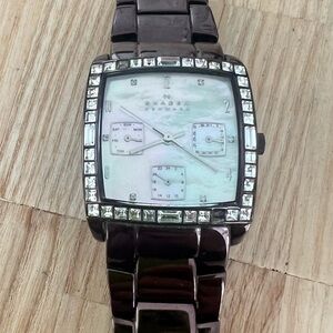 Skagen Denmark ladies brown metallic rectangular dress watch NEW BATTERY